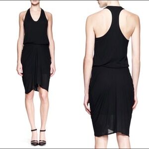 New! Helmut Lang Kinetic Racerback‎ drapped  Black Dress Size M